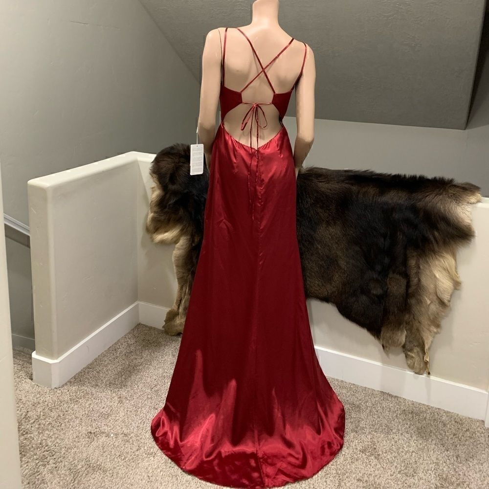 New Sexy Silk Satin Back Lace Up Mermaid  Evening Dress